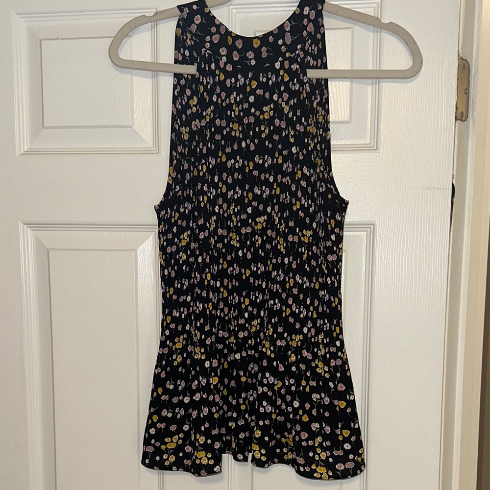 Pleione Black Tank with Pink, Purple & Yellow Floral Print